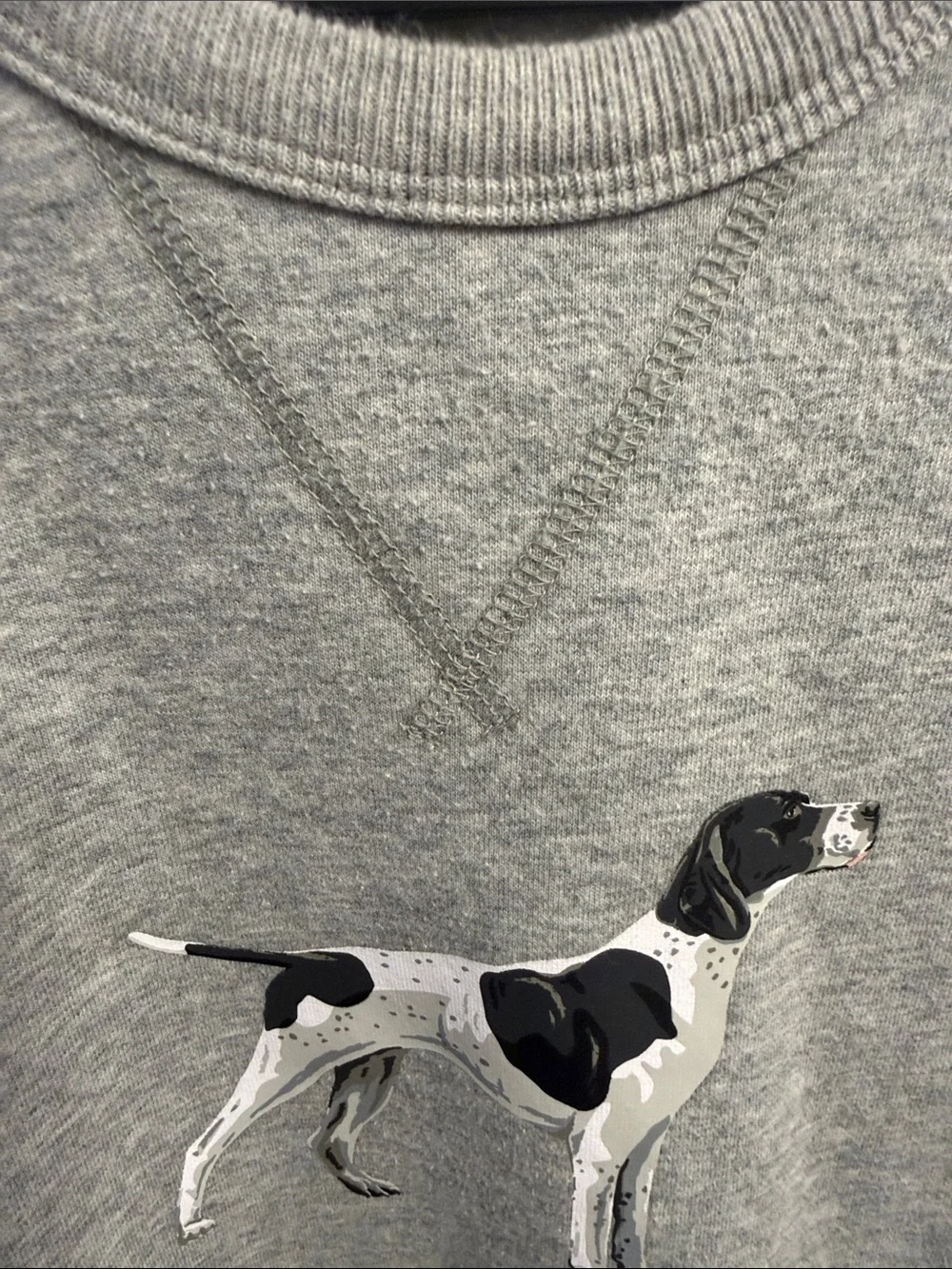 J. Crew Gray Crewneck Sweatshirt with Pointer Dog Motif
